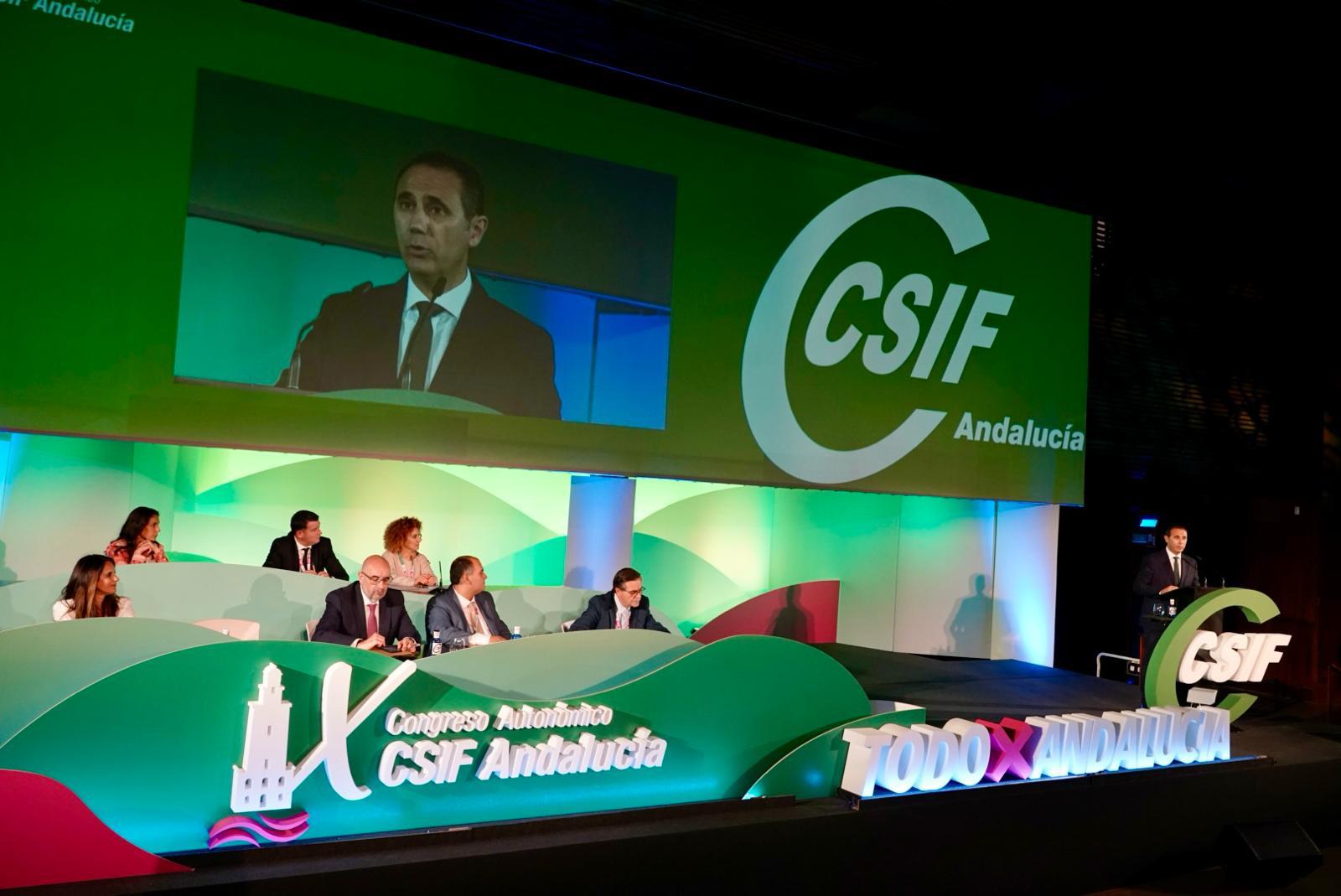 Germán Girela durante su intervención en la sesión matinal del IX Congreso Autonómico de CSIF